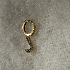 Gold Initial J Hoop Earring